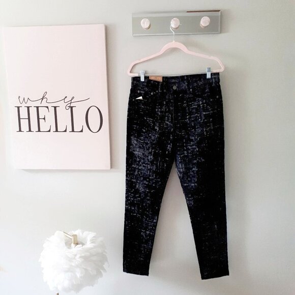 NWT Polo Ralph Lauren skinny high rise ankle black velvet-like glitter jeans - Picture 14 of 16